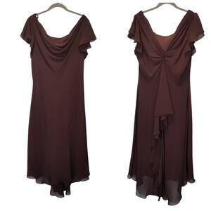 Metaphor Y2K Sz 18 Brown Fairy Whimsygoth Flutter Chiffon Flowy Midi Dress